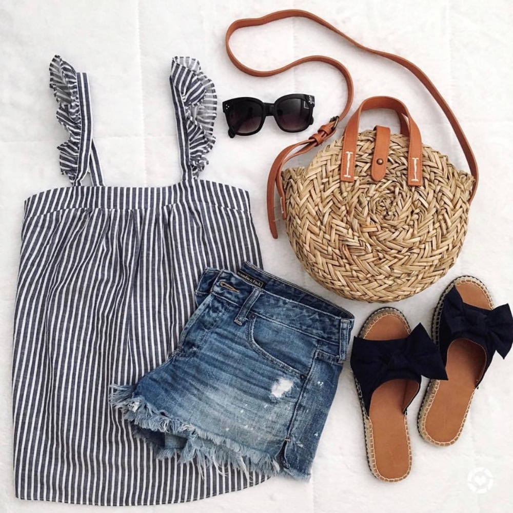 Old Navy Striped Ruffle Tank